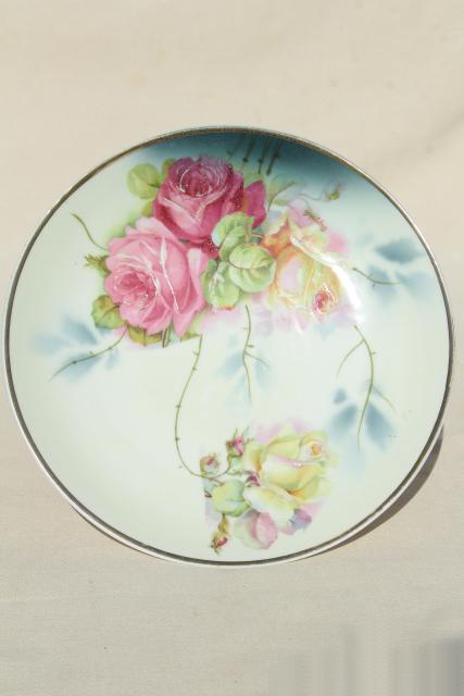vintage mismatched florals wedding china, porcelain plates w/ hand painted flowers