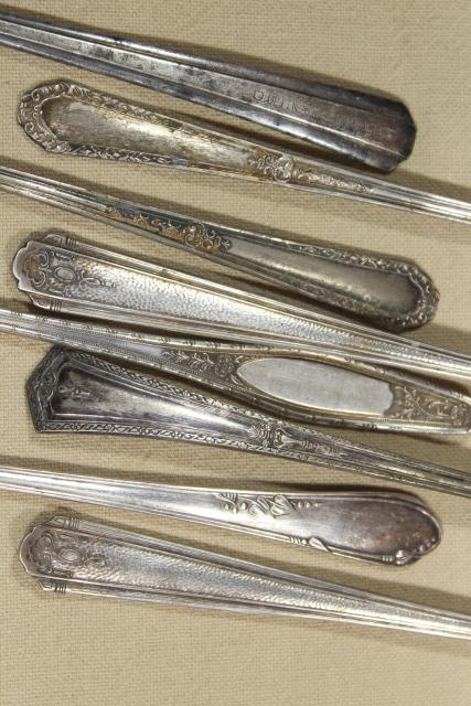 vintage mismatched silver plate iced tea spoons, long handle ice cream soda spoon lot