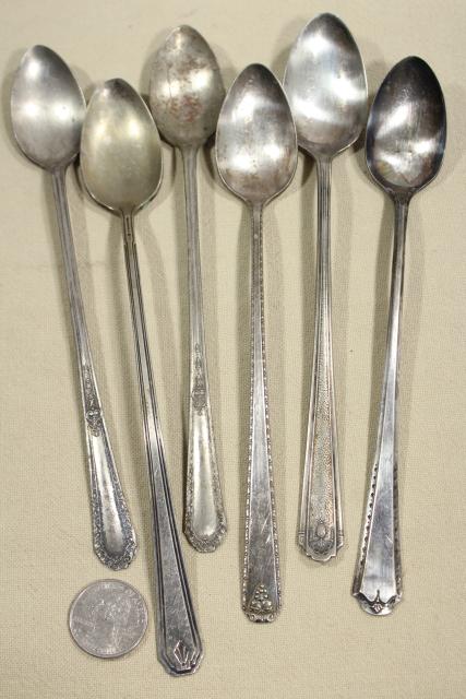 Tarnished Silver Iced Tea Spoons Set of 5 Avon Silver Plate Iced Tea Spoons