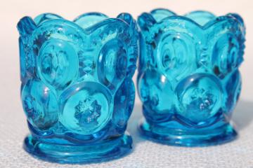 vintage moon & stars pattern glass candle cups, votive or tea light holders