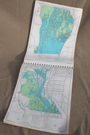 vintage navigational charts / sailing maps of the upper Mississippi river