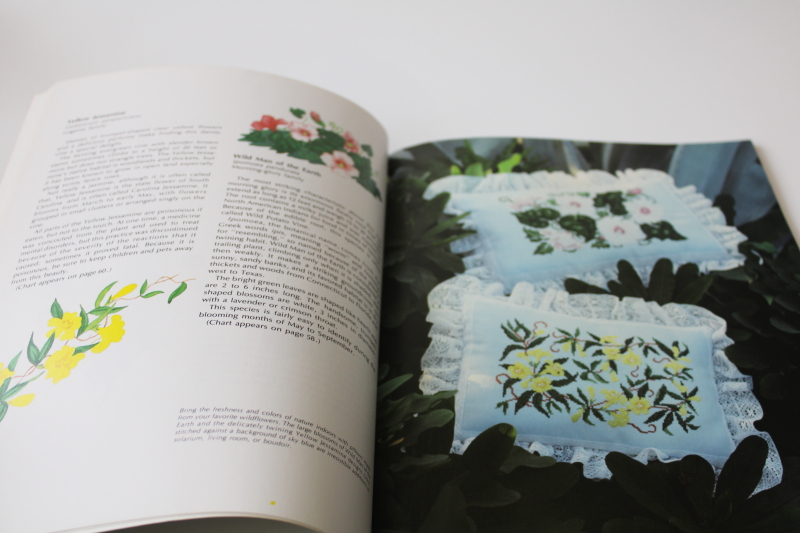 vintage needlework book charted designs wildflowers for needlepoint, cross stitch