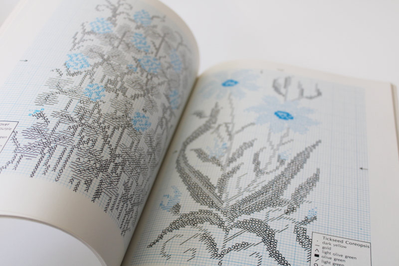 vintage needlework book charted designs wildflowers for needlepoint