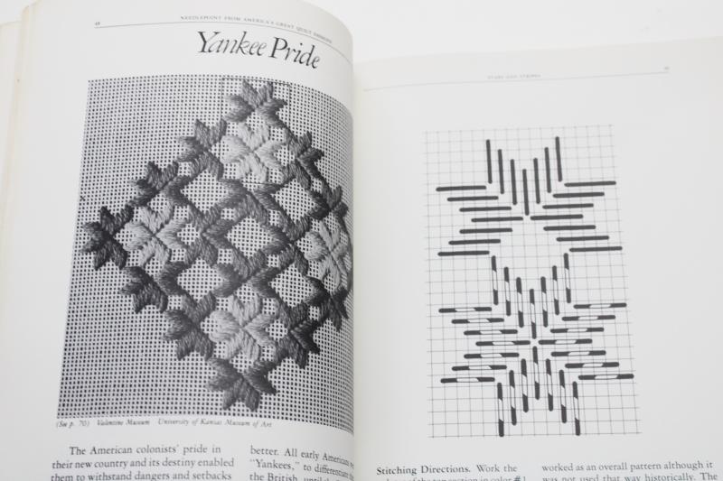 vintage needlework book, charted needlepoint designs from class quilt patterns