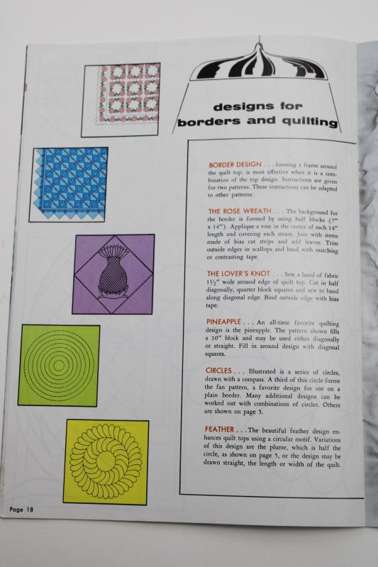 vintage needlework booklet, full size quilt patterns, 30 quilting designs