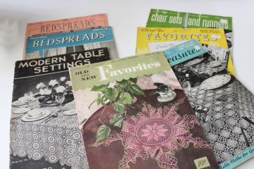 vintage needlework booklets lot crochet patterns lace doilies, bedspreads, tablecloths