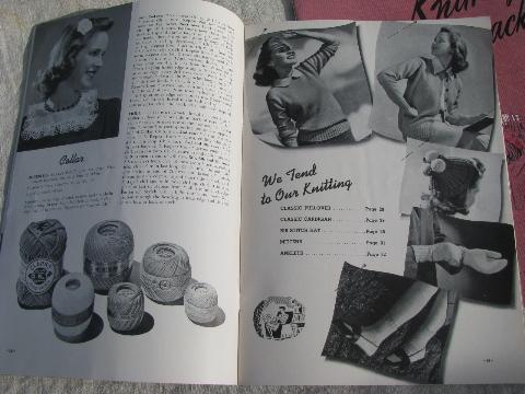 vintage needlework booklets lot, learn to knit/crochet w/ patterns, tips