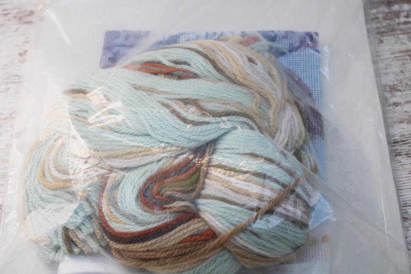 vintage needlework kit, sealed needlepoint Kittens needlepoint canvas