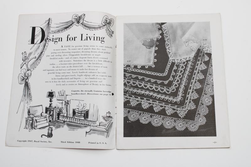 vintage needlework pattern booklet, crochet lace edgings 145 designs Royal Society