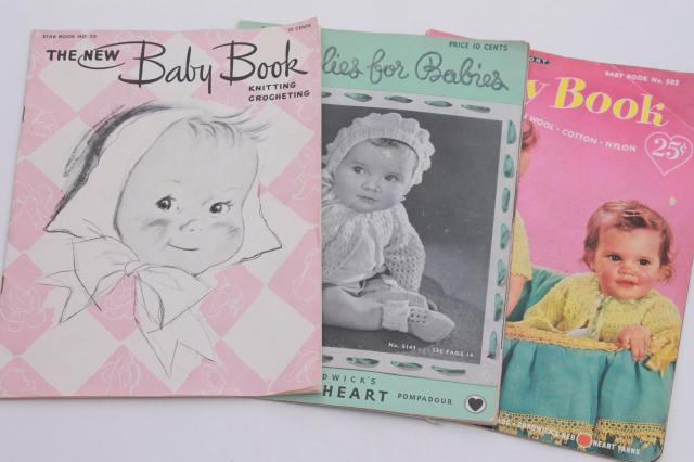 vintage needlework pattern booklets lot, knit & crochet for baby ...