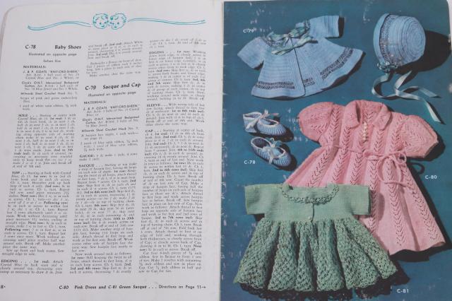 vintage needlework pattern booklets lot, knit & crochet for baby, knitting clothes for babies