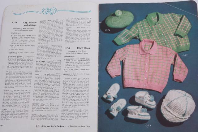 vintage needlework pattern booklets lot, knit & crochet for baby, knitting clothes for babies