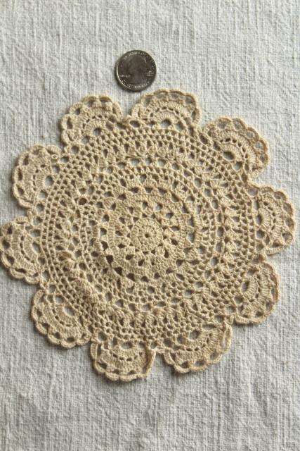 vintage & new cotton lace doilies, small goblet rounds, cottage style crochet doily lot 