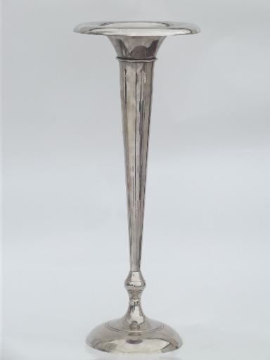 vintage nickel silver & brass umbrella stand floor vase, art deco style