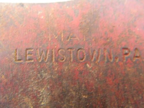 vintage old Mann fireman's tool fire axe Lewistown, PA