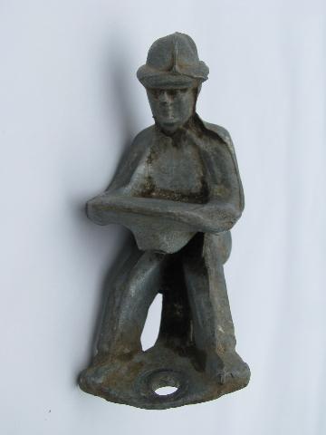 vintage old cast metal driving figure for old toy truck or tractor