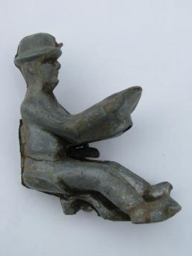 vintage old cast metal driving figure for old toy truck or tractor