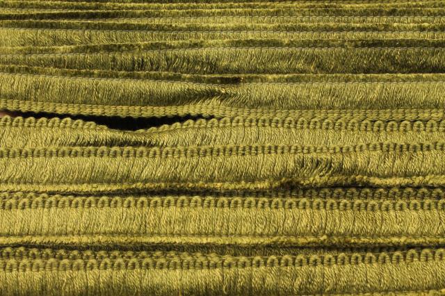vintage olive green cotton / rayon lampshade or upholstery trim, new old stock bullion braid