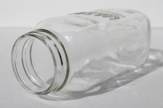 vintage one quart square clear glass Mason jar marked Made in Canada