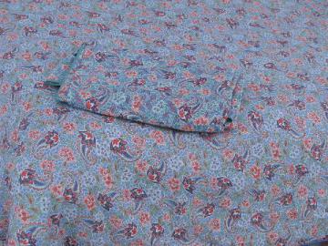 vintage paisley print cotton quilt, feather bed tick, or duvet covers