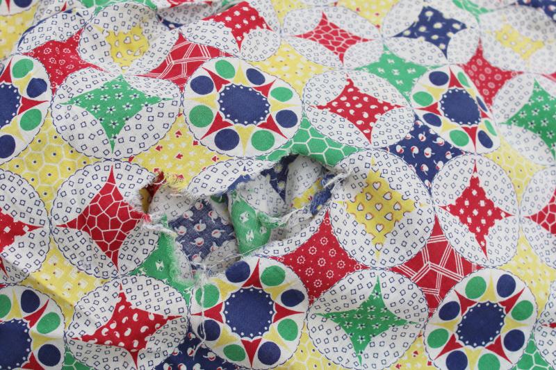 vintage patchwork quilt print comforter cover, cotton fabric for quilting or upcycle