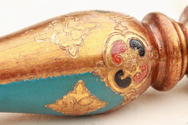 vintage pepper grinder, huge pepper mill hand painted florentine