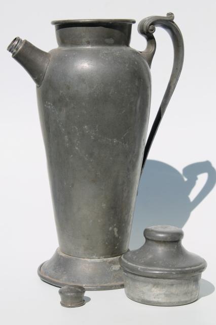 vintage pewter pitcher, cocktail mixer pitcher w/ lovely dark silver color