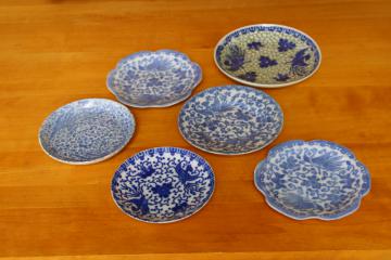 Vintage Blue & White Geisha Platter Plate Japan