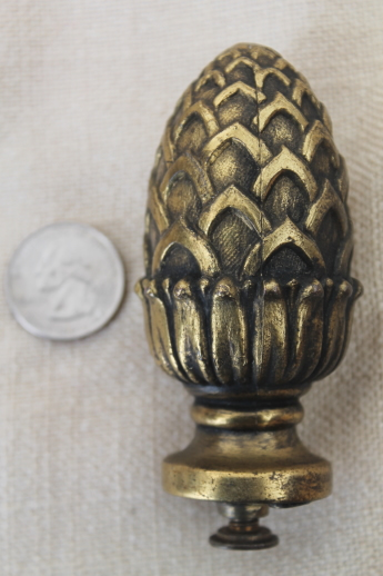 vintage pineapple finial, large cast metal finial for a lamp shade or light fixture