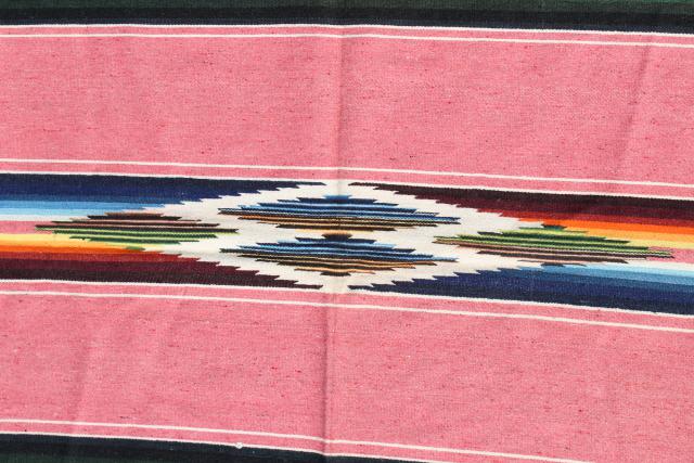 vintage pink Saltillo Mexican Indian blanket serape rug, southwest style