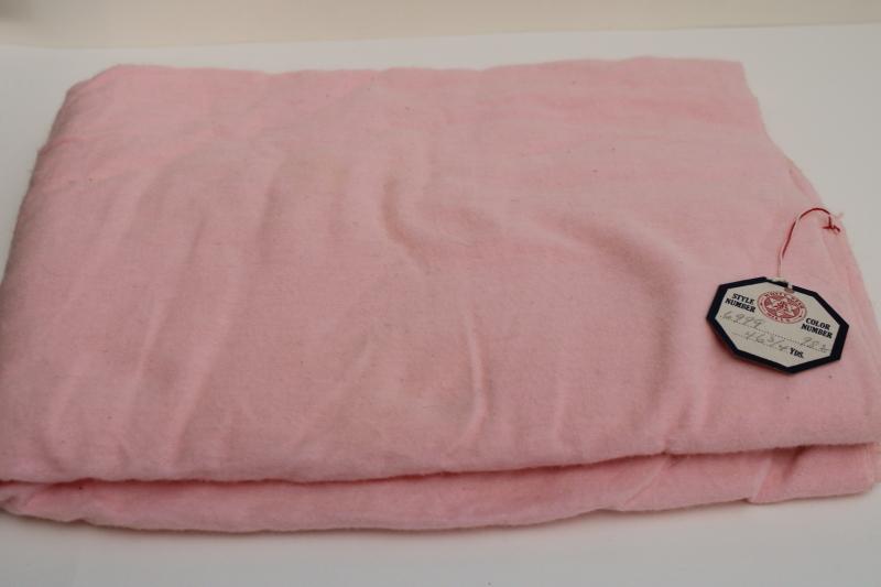 vintage pink cotton flannel fabric w/ original tag, never laundered 26