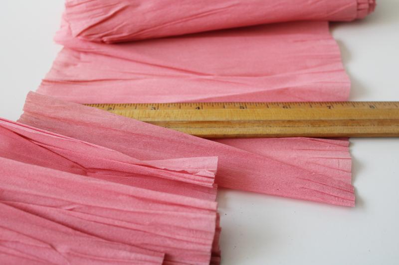 vintage pink crepe paper for party decor, wide streamers crimped edge craft  paper for flowers