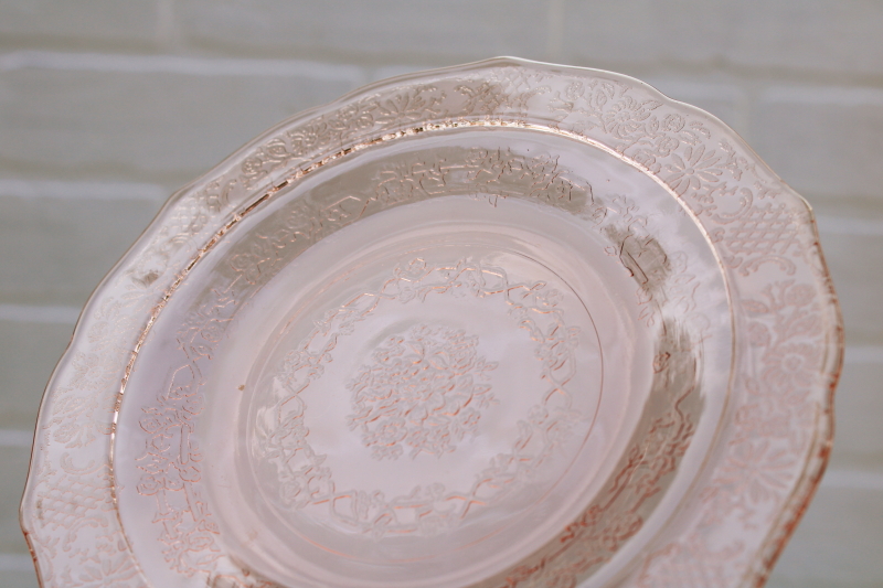 vintage pink depression glass plates, small plates for bread-butter or dessert Federal glass Normandie