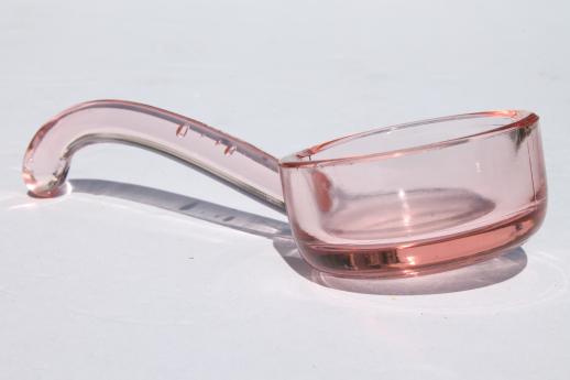 vintage pink depression glass sauce ladle or mayonnaise spoon 