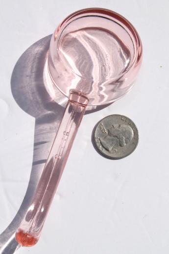 vintage pink depression glass sauce ladle or mayonnaise spoon 