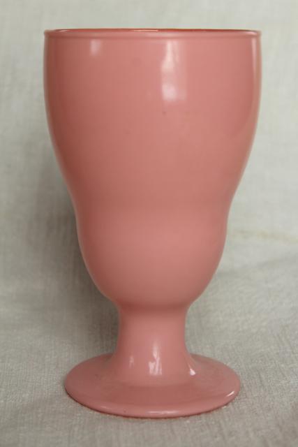 vintage pink fired on color glass vase or ice cream soda glass, platonite type glassware
