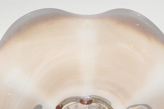 vintage pink opalescent glass Canterbury Duncan & Miller, large flower bowl