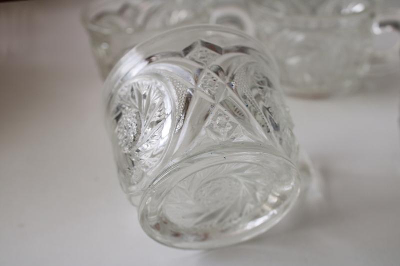 vintage pinwheel pattern pressed glass, small punch cups great for candle holders