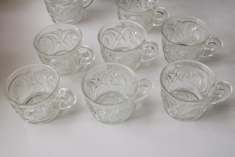 vintage pinwheel pattern pressed glass, small punch cups great for candle holders