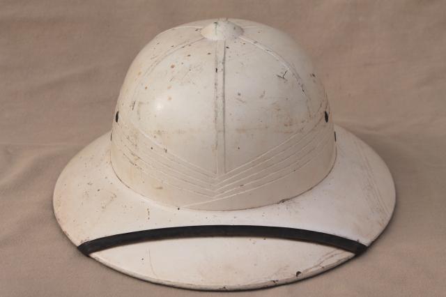 vintage pith helmet hats, safari style sun hat, pair of sun helmets