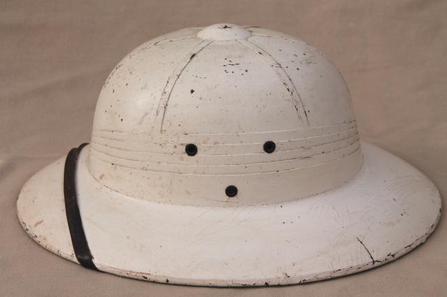 vintage pith helmet hats, safari style 