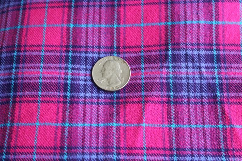 Plaid Flannel Fabric by the Yard, Purple and Navy Blue, Vintage Cotton  Fabric, Flannelette 