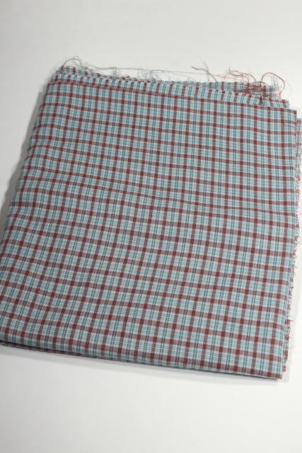 vintage plaid cotton flannel & work shirt fabric lot, retro shirtings sewing material