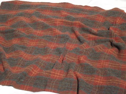 vintage plaid wool camp blanket, lodge or cabin style Woolrich blanket 
