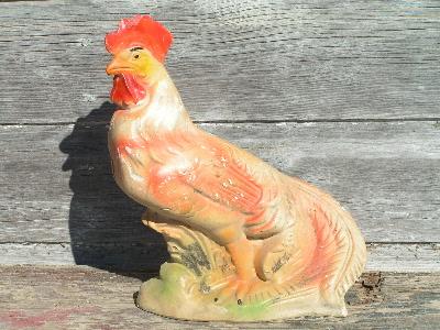 vintage plaster carnival souvenir, rooster