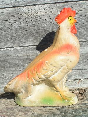 vintage plaster carnival souvenir, rooster
