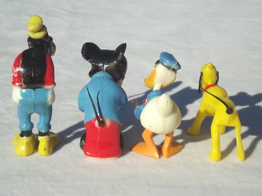 vintage plastic cake toppers, Disney characters bobblehead mini toys lot