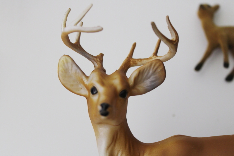 vintage plastic deer  flocked fawns baby deer, decorative woodland animals holiday decor