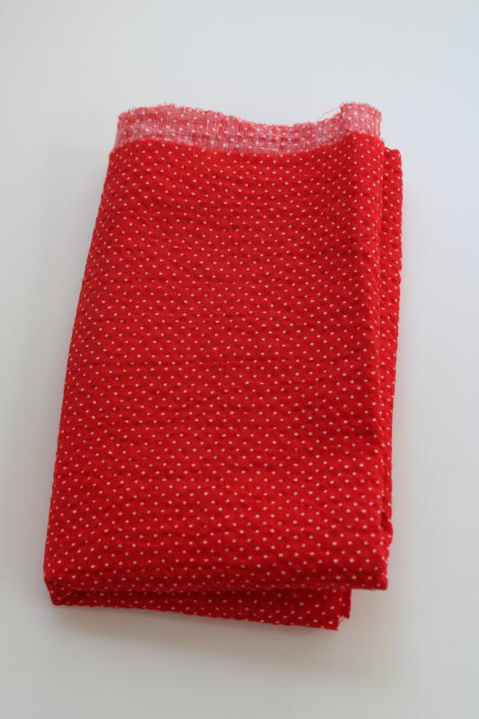 vintage plisse crinkle cotton fabric, red w/ white pin dots, dotted swiss