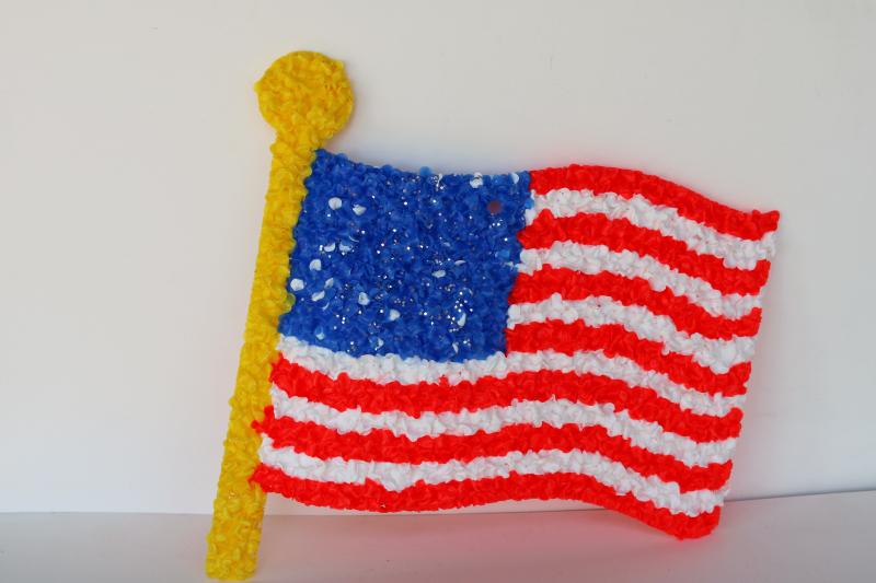 vintage popcorn melted plastic American flag 4th of July patriotic decoration
